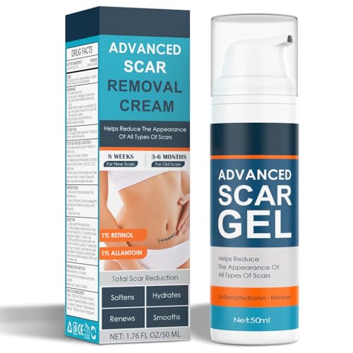 Scar Cream, Advanced Scar Gel for Old & New Scars, Professional Scar Removal Cream For Surgical Scars, Face, Body, Leg, Acne, Stitches, Burns, C-Section, Keloids, 1.76oz