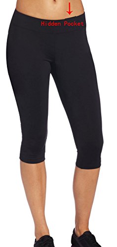 iloveSIA Women's Capri Yoga Pant US Size L Black