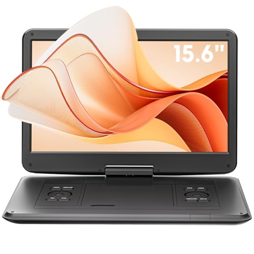 AKIYO 17.5' Portable DVD Player with 15.6' Large HD Screen for Car and Kids, 6 Hours Rechargeable Battery, Dual Stereo Speakers, Support USB/SD/AV/Audio/Sync TV and Multiple Disc Formats