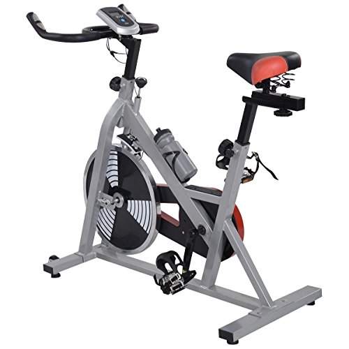 Goplus Indoor Cycling Bike Stationary Bicycle with 40lbs Flywheel, Heart Rate Sensors, 4-Position Adjustable Saddle, LED Display, Professional Exercise Bike for Home and Gym Use