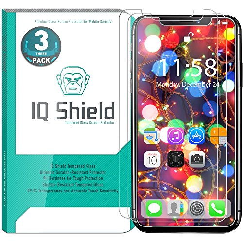 IQShield Glass Screen Protector Compatible with iPhone X (iPhone 10 2017)(3-Pack)(Case Friendly) Clear Tempered Ballistic Glass HD and Transparent Shatter-Proof Shield, 99% Touch Accuracy