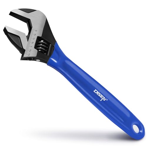 12 Inch Crescent Wrench Adjustable Wrench, with Cushion Grip, Large Adjustable Spanner Wide Jaw Black Oxide with Laser-etched Metric Scales, Cr-V Steel, for Workshop, Home, Garage,