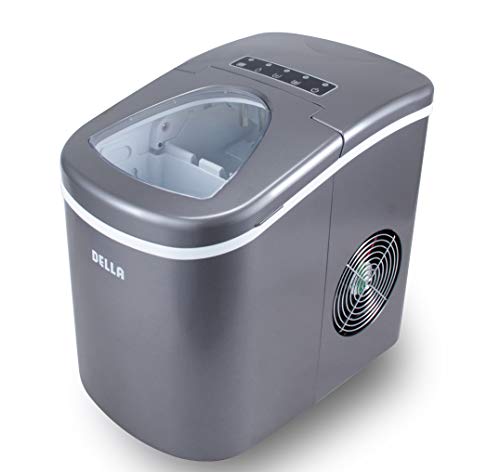 Della Premium Ice Maker Portable Counter-Top, Daily Ice Making Capacity: 26 LBS (Silver)
