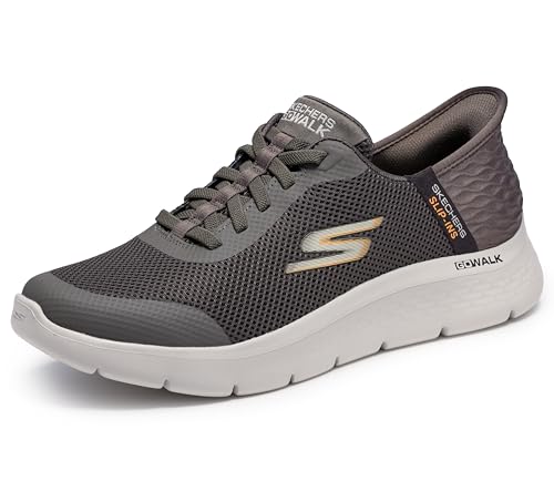 Skechers Men's Go Walk Flex Hands Free Slip-Ins Sneaker, Brown, 12 Wide