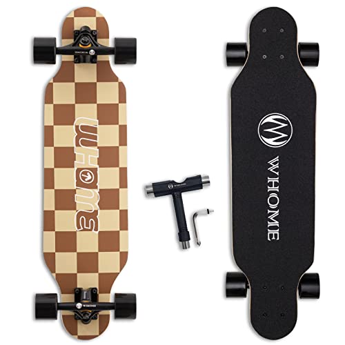 WHOME Longboard Skateboard - 31' Small Long Boards for Adults/Kids Teenagers/Girls Beginners/Boys Pro Cruiser Dancing Longboards with T-Tool (Plaid)