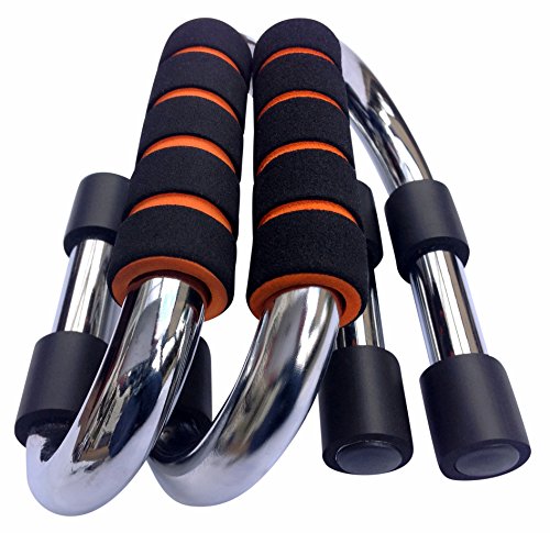 GF Garren Fitness Maximiza Push Up Bars - Classic 22mm - Strong Steel Pushup Stands with Comfortable Foam Grip and Non-Slip Chrome Bars – Safe, Sturdy and Less Wrist Strain