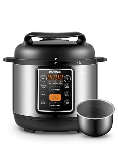 COMFEE’ 7-in-1 Small Electric Pressure Cooker, Slow Cooker, Steamer, Sauté, Sous Vide, Warmer, Multi Cooker with Natural Ceramic Coated Non-Stick Pot, 3 Quarts