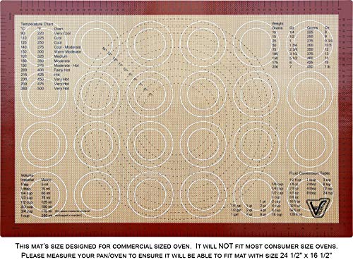 Silicone Baking Mat - Full Sheet Size (Thick & Large 24 1/2' x 16 1/2') - Non Stick Silicon Liner for Large Bake Pans & Trays - Rolling, Macaron/Pastry/Cookie/Bun/Bread Making - Professional Grade