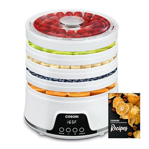 COSORI Food Dehydrator Machine for Jerky, 5 Trays with 165°F Temperature Control and 48H Timer, 350W Dryer for Fruit, Herbs, Meat, Veggies and Dog Treats, 50-Recipes Book Included