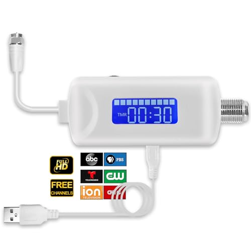 TV Antenna Amplifier Signal Booster, 25dBi High Gain Amplifier for 4K/1080p TVs, Low Noise, Adjustable Gain & Timer, USB Powered, Digital Signal Amplifier Boosts Weak Signals, Works with Smart TVs