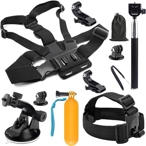 SHOOT 10-in-1 Accessory Kit for GoPro Accessories,Action Camera Accessories for GoPro Hero13 12 11 10 9 8 7 6 5 4 3+ 3 Hero Session 5 Black AKASO EK7000 Apeman SJ4000 5000 6000 DBPOWER AKASO