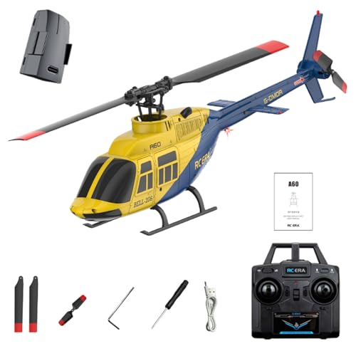 NBJIALIN RC ERA A60 Helicopter - Remote Control Helicopters for Adult, 1/42 Sacle 2.4G 4CH Gyro Stabilized Aircraft with Altitude Hold & Optical Flow,3D Stunt Drone (Yellow)