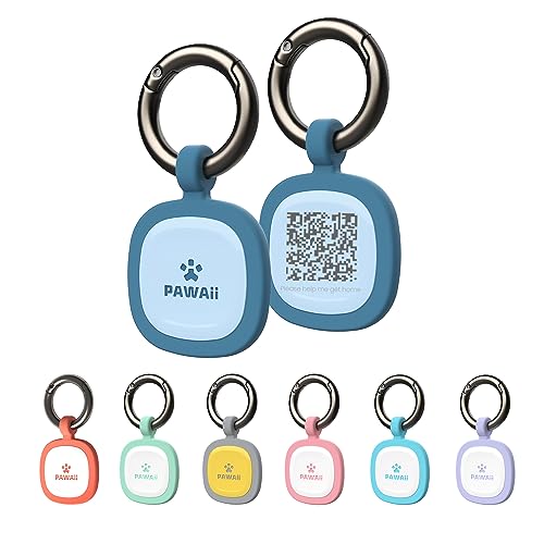 Pawaii Silent Silicone Dog ID Tag, Modifiable Pet Online Profile and Emergency Contacts, Scan QR for Instant Location Alerts, 1 Pack (Deep Sea Blue)