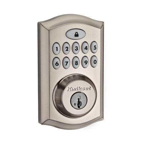 Kwikset 99130-002 SmartCode 913 Non-Connected Keyless Entry Electronic Keypad Deadbolt Door Lock Featuring SmartKey Security, Satin Nickel