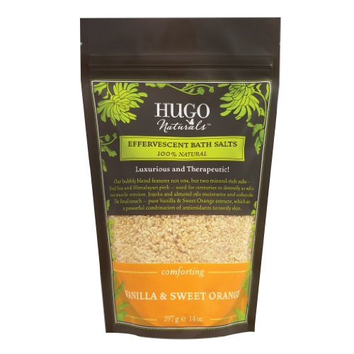 Hugo Naturals Effervescent Bath Salt, Vanilla & Sweet Orange, 14 Ounce Resealable Bag