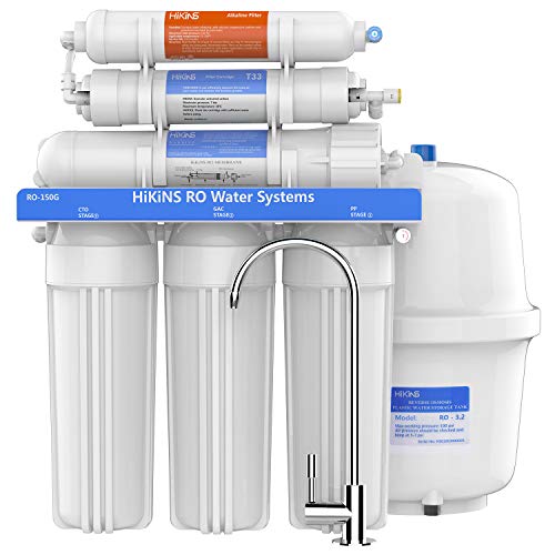 HiKiNS Reverse Osmosis Water Filter System - 100 GPD Under Sink RO Water Filtration System with 10-Stage Alkaline, pH+ Remineralization Filter, 3.2 Gallons Bucket, Super Taste Drinking Water Filter