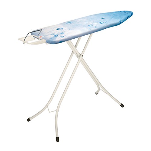 Brabantia Size B Ironing Board (49x15 in) 7 Height Options, Adjustable Steam Iron Rest Holder (Ice Water) Non-Slip Feet, Anti-Collapse Child Locks