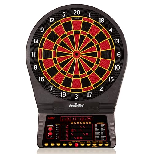 Arachnid Cricket Pro 800 Electronic Dartboard with Micro-Thin Segment Dividers for Reduced Bounce-Outs and NylonTough Segments for Improved Durability - Available with Optional Wood Dartboard Cabinet
