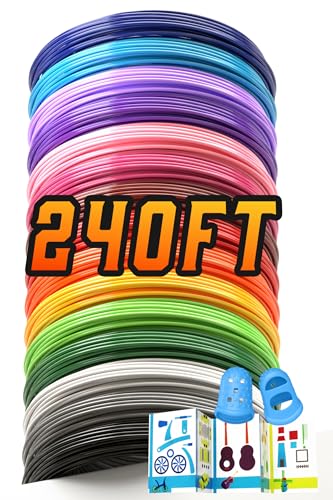 240ft 3D Pen Filament Refills 15 Colors, 1.75 mm Filament, Compatible with SCRIB3D P1/ADV MYNT3D Basic/Super/Pro 3Doodler Flow/Pro, Comes with 2 Finger Caps & Stencil