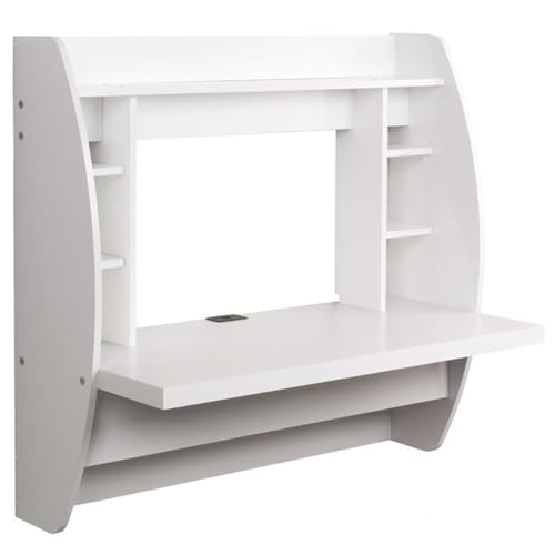 Prepac Floating Desk - Versatile Wall Mounted Desk for Small Spaces, Efficient Computer Desk with Storage, White Wall Desks, Perfect for Modern Homes