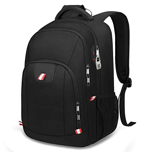 Travel Laptop Backpack, Black Backpack for Men and Women with USB Slit Business Computer Back Pack (Black, 15.6 Inch)