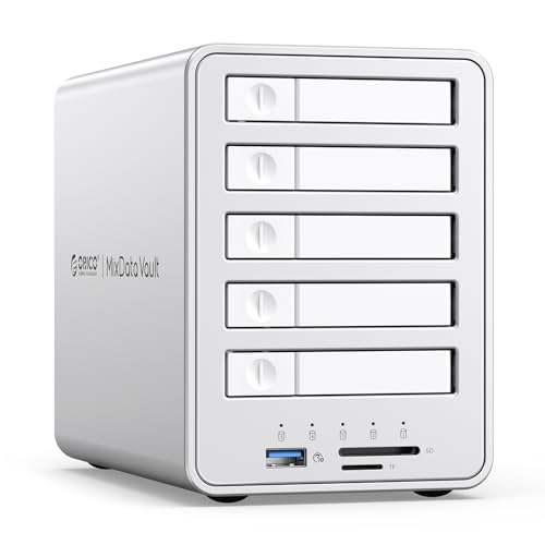 ORICO All-Flash 5-Bay USB-C Docking Station 10Gbps Compatible HUB Expansion for 2.5”SATA HDDs and SSDs with Built-in Cooling Fan Up to 40TB-8858RC3