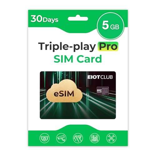 Triple Play Pro SIM Card, Industrial-Grade 5G LTE Data for USA Coverage, Multi-Network Support, eSIM Enabled, Rugged Design for Robot, Drone, and Camera – No Voice/Text, Nano Size only (5GB 30DAY)