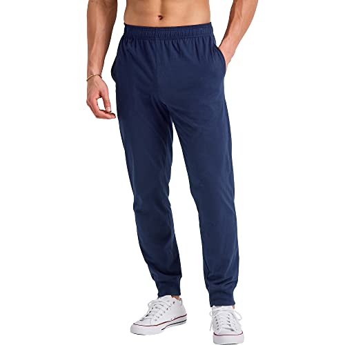 Hanes Originals Cotton Joggers, Jersey Sweatpants for Men with Pockets, 30' Inseam, Athletic Navy
