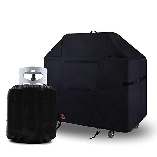 Yukon Glory 7553 Premium Grill Cover for Weber Genesis E and S Series Gas Grills from 2007 to 2014 Models, Year Round Protection, Includes Bonus Propane Tank Protective Cover