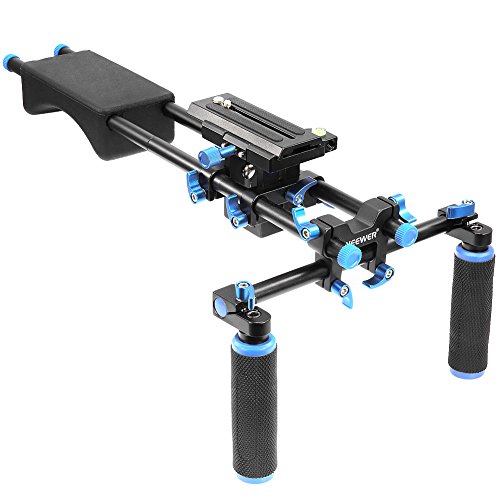 NEEWER Camera Shoulder Rig, Video Film Making System Kit for DSLR Camera and Camcorder with Soft Rubber Shoulder Pad and Dual Hand Grips, Compatible with Canon/Nikon/Sony, etc (Blue + Black)