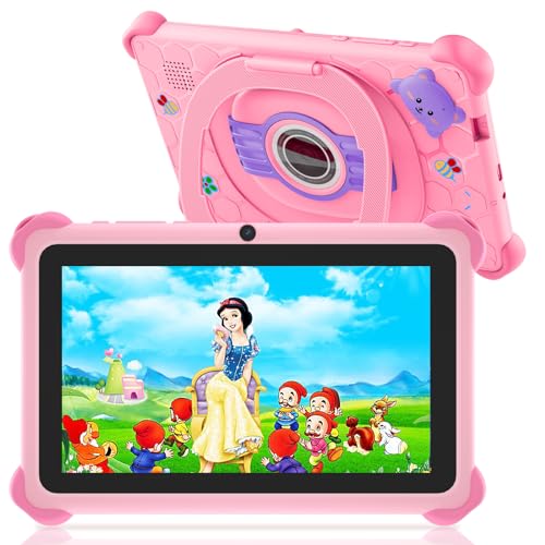 Kids Tablet, 7 inch Tablets for Kids, 32GB Toddler Tablet with Case Included, Parental Control, Dual Camera, GMS, WiFi (Pink)
