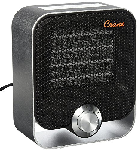 Crane Personal Ceramic Space Heater, 2 Settings 800W/1200W, Overheat Protection, For Home Office Desk, Black (EE-6490)