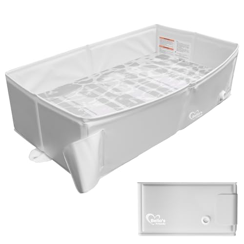 Bella’s Friends Baby Collapsible Bathtub, Travel Bath Tub for Baby, Foldable and Portable, Easy Storage, Reinforced Structure, Lightweight, Travel Essentials for 6M-3Y Infant Toddler, Gray