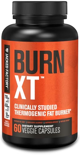 Jacked Factory Burn-XT Clinically Studied Fat Burner & Weight Loss Supplement - Appetite Suppressant & Energy Booster - with Acetyl L-Carnitine, Green Tea Extract and More - 60 Natural Diet Pills