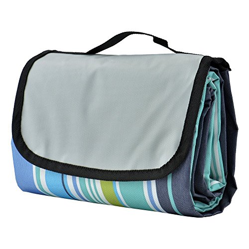 COZYSWAN Picnic Mat 59''x79'' Picnic Blanket Striped Handy Beach Mat Sandproof and Waterproof