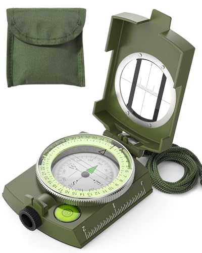 Sportneer Compass: Accurate Durable Lightweight Orienteering Compass with Strap and Carrying Case, Glow in The Dark Waterproof Hiking Essentials for Camping Backpacking, Best Survival Gifts for Kids