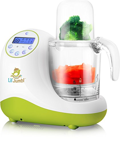 Lil' Jumbl Versatile Baby Food Maker, Mill, Grinder, Blender, Steamer, Reheat, Bottle & Pacifier Warmer & Sterilizer. Digital Controls, LCD Display, Timer & Bowl Lock System. 2 Foods at Once.