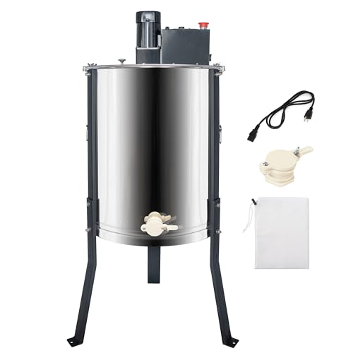 BeeCastle 4/12 Frame Electric Honey Extractor Stainless Steel Honeycomb Drum Spinner Extractor, Beekeeping Extraction Equipment (4 Deep Frames)