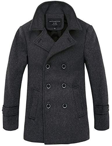 Match Mens Wool Blend Classic Pea Coat Winter Coats (G1113 Dark Gray, US M/CN 2XL (Fit 38'-40'))