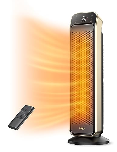Dreo Space Heater Indoor, 25' 11.5ft/s Fast Portable Room Heater with Remote and Thermostat, 3 Modes, Overheating & Tip-Over Protection, Electric Heaters for Indoor Use Large Room, Bedroom, Gold