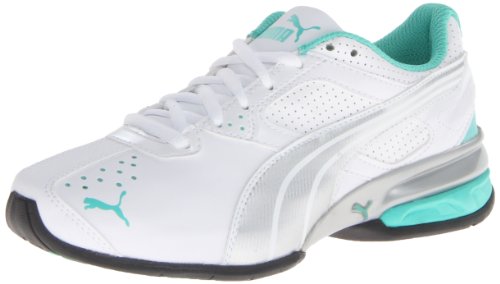 PUMA Women's Tazon 5 Cross-Training Shoe,White/Silver/Electric Green,9 B US