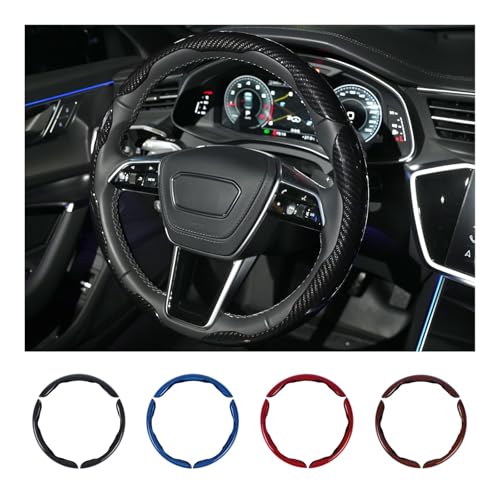 Hiseanllo Carbon Fiber Steering Wheel Cover 3PCS Set – Anti-Slip, Scratch-Resistant, Universal Fit for 14–16 Inch Wheels – Interior Car Accessories for Cars, SUVs, Trucks (Black)