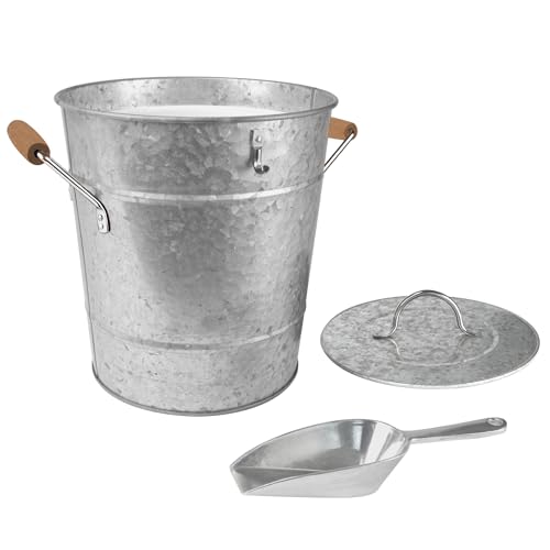 Artland Masonware Ice Bucket with Scoop, Galvanized - Durable Metal Design, Portable & Versatile for Indoor and Outdoor Use, Stylish Rustic Finish, Easy to Clean and Maintain