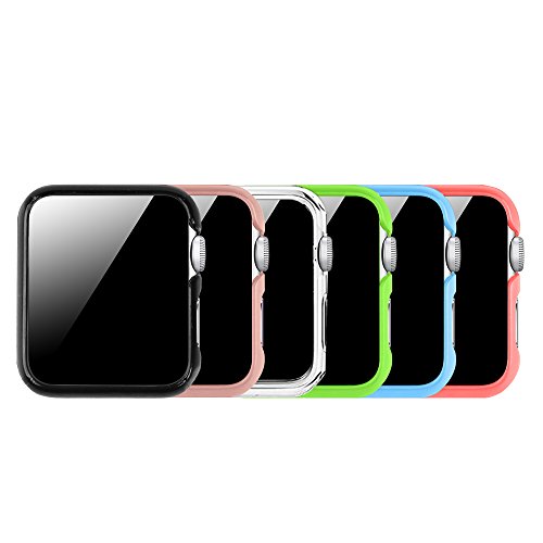 [6 Color Pack] Fintie Case Compatible with Apple Watch 42mm, Slim Lightweight Hard Protective Bumper Cover Compatible with All Versions 42mm Apple Watch Series 3 2 1 Sport & Edition - Multi Color A