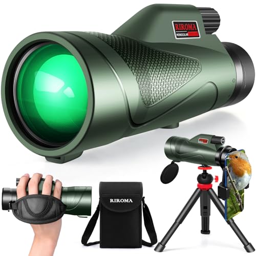 Monocular Telescope 10X55 HD Monocular with Smartphone Adapter Tripod & Portable Bag, Monoculars for Adults High Power with BAK4 Prism & FMC Lens, Suitable for Bird Watching Hunting Hiking Camping