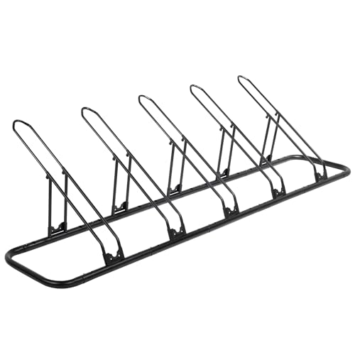 CyclingDeal Bicycle Floor Parking Rack Stand - for Mountain MTB Road Bike - Indoor Home Garage Storage - Adjustable 5 Bikes