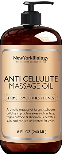 New York Biology Anti Cellulite Massage Oil 8 Fl. oz – Made with 100% Natural Oils – Body Oil for Massage Therapy, Muscle Relaxation and Deep Tissue