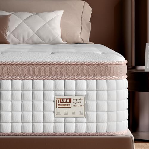 King Mattress 14 Inch - Firm Hybrid Mattress In a Box for Back & Lumbar Support, 366 Night Trial, Individual Pocket Spring Bed for Motion Isolation & Pressure Relief, CertiPUR-US Certified