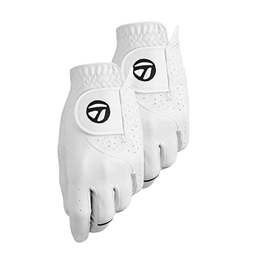 TaylorMade Golf STRATUS TECH GLOVE 2-PACK (WHITE, LEFT HAND, LARGE), WHITE(LARGE, WORN ON LEFT HAND)
