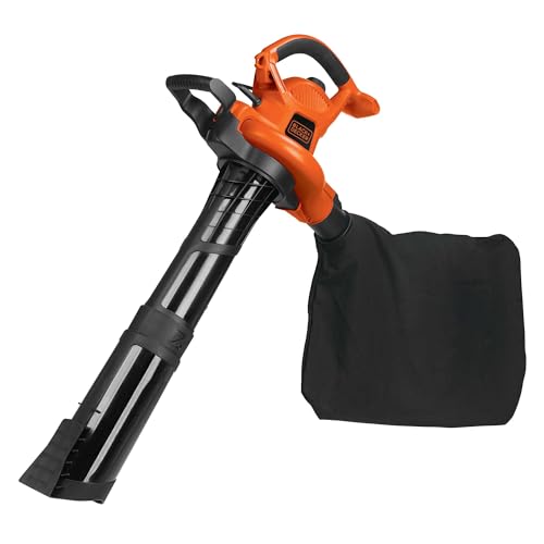 BLACK+DECKER Leaf Blower, Vacuum and Leaf Mulcher 3-in-1, Electric Blowers for lawn Care, 12 Amp, 250 MPH, 400 CFM (BV6000)